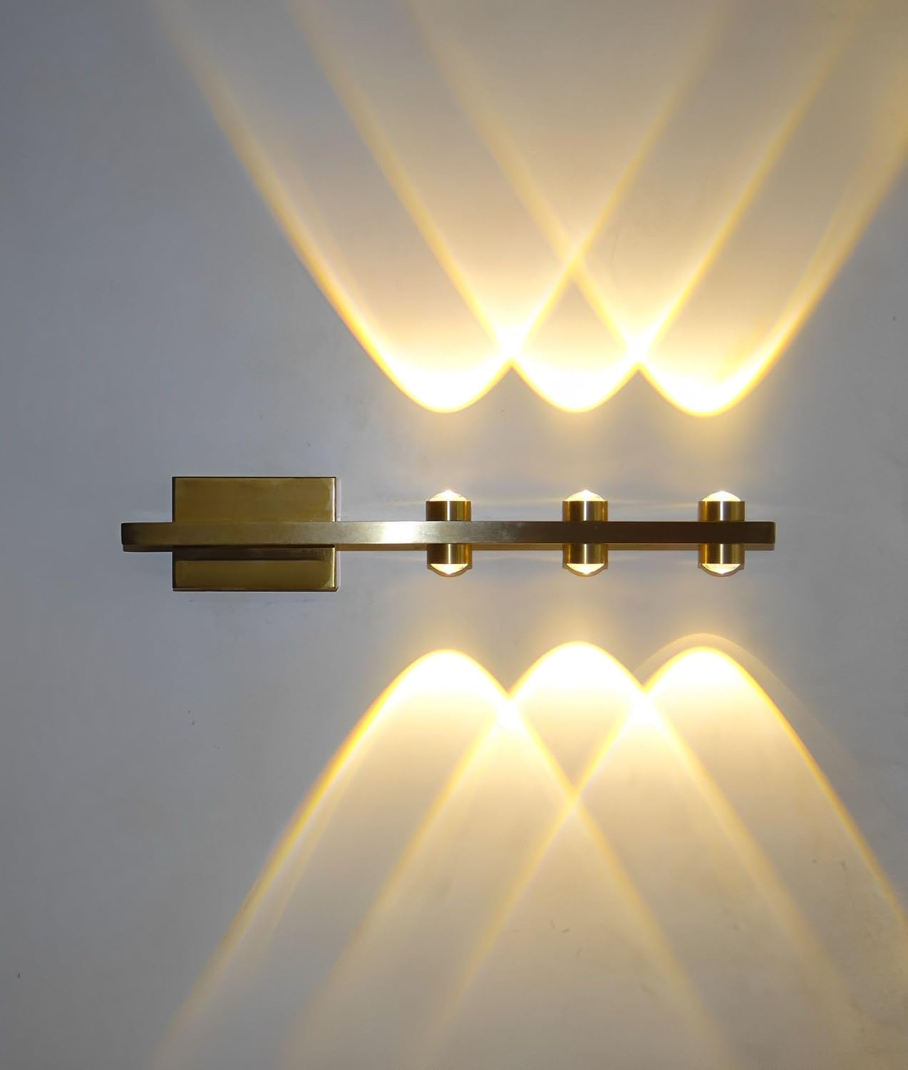 FILLISKA® LED Luxurious Indoor UP/Down Wall Light Warm White, Shockproof & Rustproof Alluminium Body (3 Up & 3 Down Luxurious Gold)