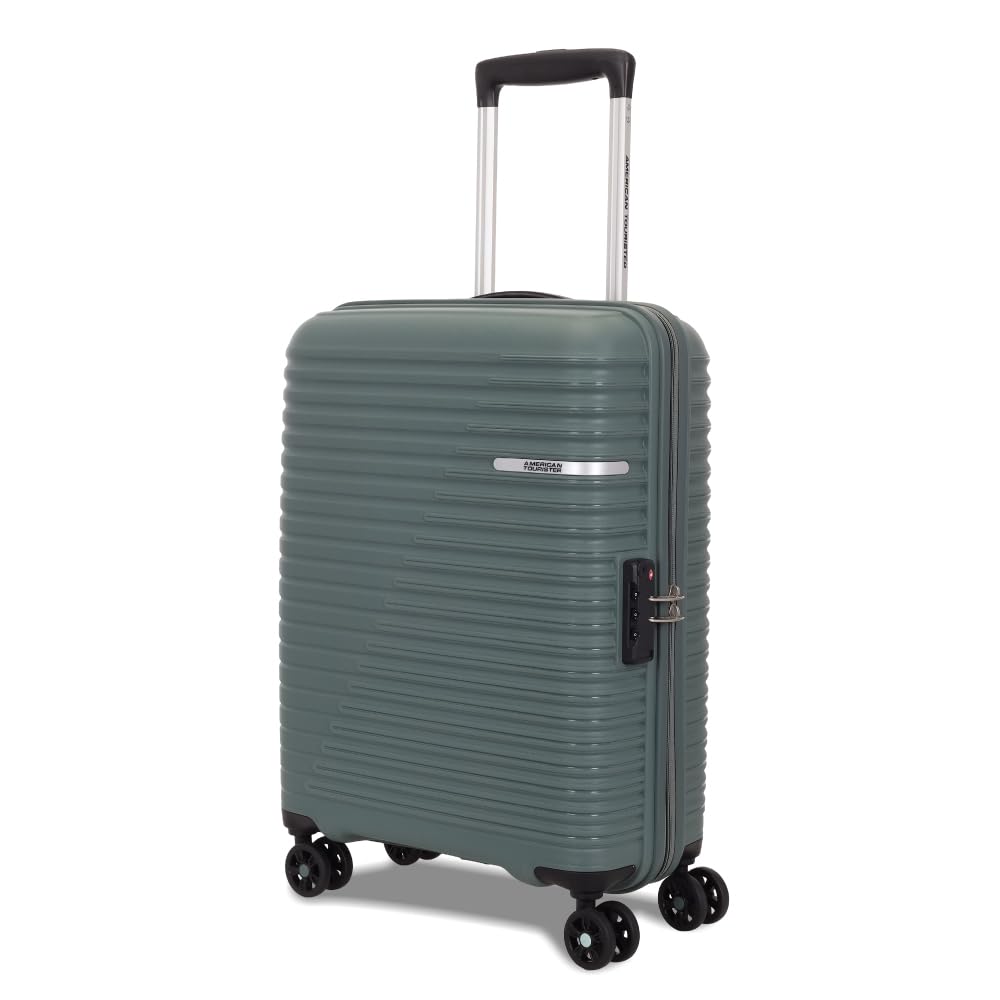 American Tourister Liftoff+ with TSA Lock & 8 Wheel, 55 CM Small Hard PP Cabin Suitcase for Travel/Trolley Bag for Travel/Travel Bag with Double Wheel for Women & Men – Dark Olive