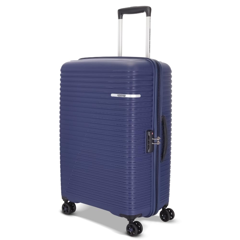 American Tourister Liftoff+ with TSA Lock & 8 Wheel, 67 CM Medium Hard PP Check-in Suitcase for Travel/Trolley Bag for Travel/Travel Bag with Double Wheel for Women & Men – Midnight Blue