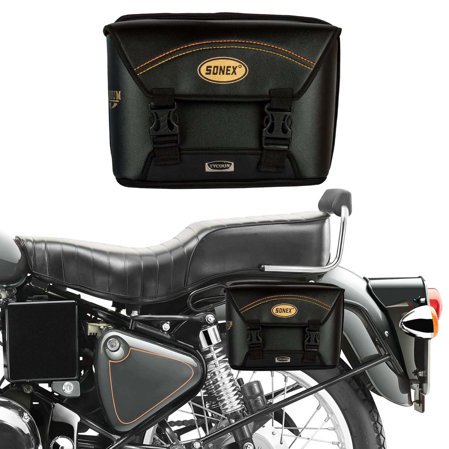 Autofy Sonex Tycoon Universal Side Bag with Two Plastic Locks for All Bikes (Black)