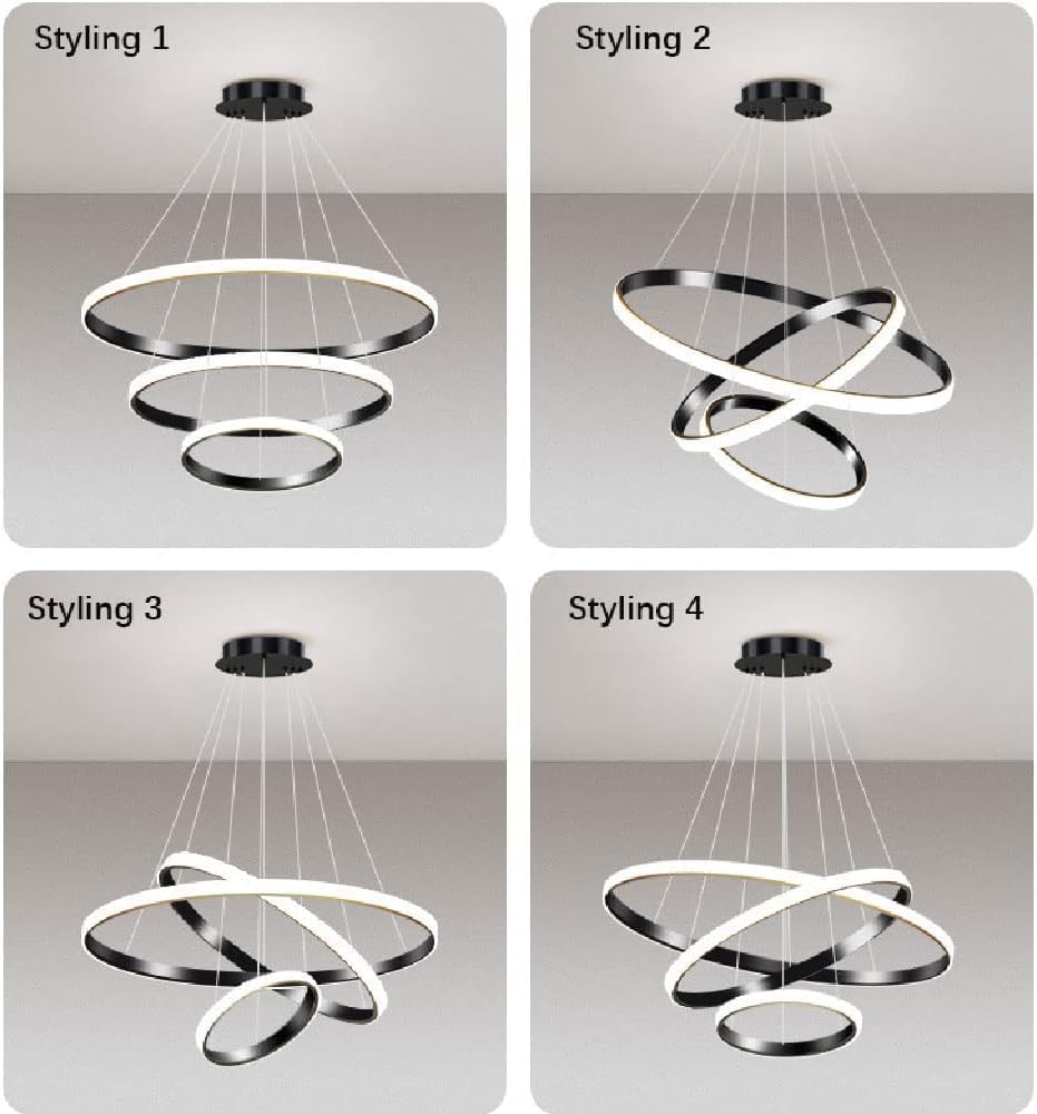 Avior 3 Ring Chandelier Light, Jhumar Light for Hall Ceiling, Jhoomer for Living Room, Creative Hanging Pendant Lamp with Height-Adjustable for Bedroom, Dining Room (Golden)