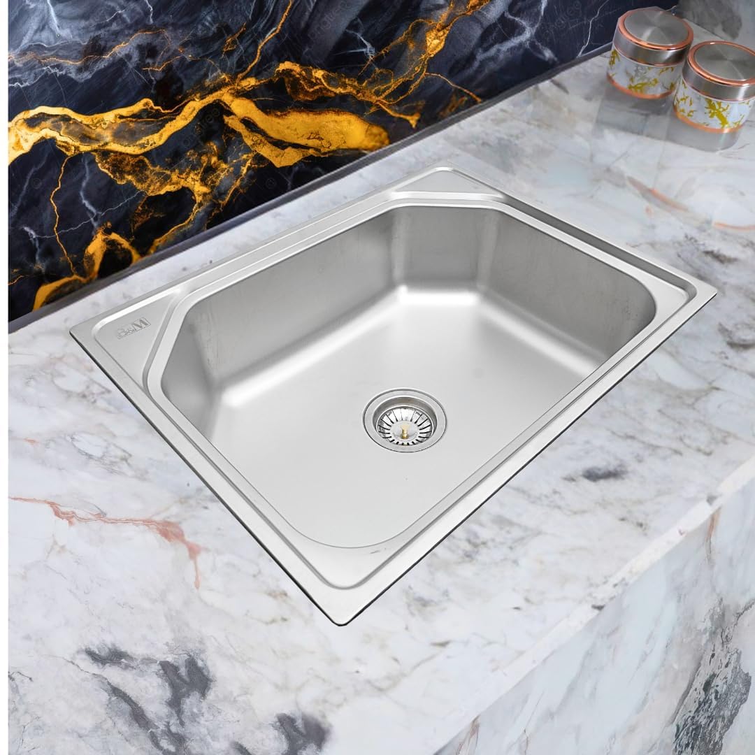 Bowl & More Sink Handmade Stainless Steel Sink For Kitchen and home (24″x18″x9″ MACHINE MADE)