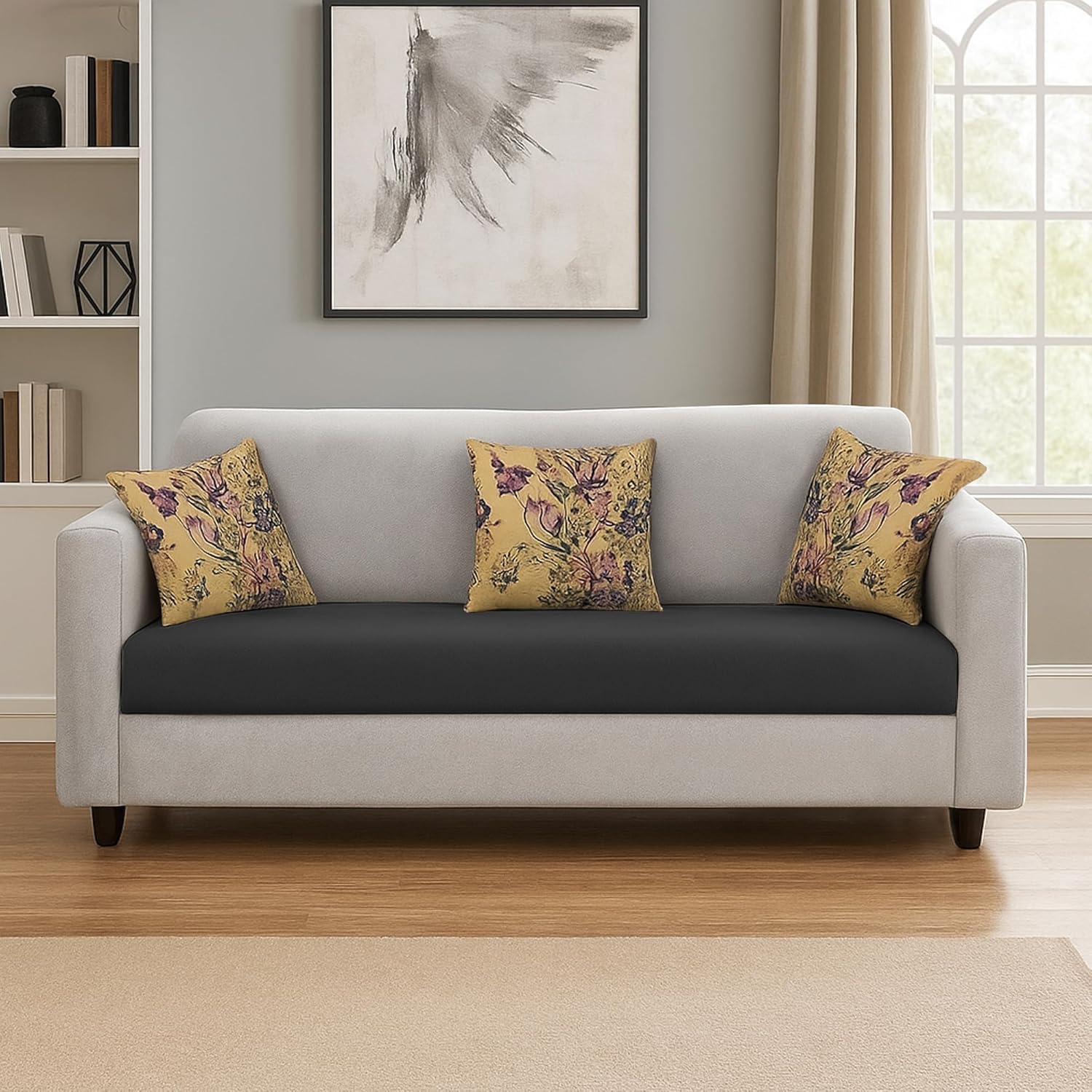Casaliving – Lifestyle 3 Seater Sofa for Living Room (Black Grey)