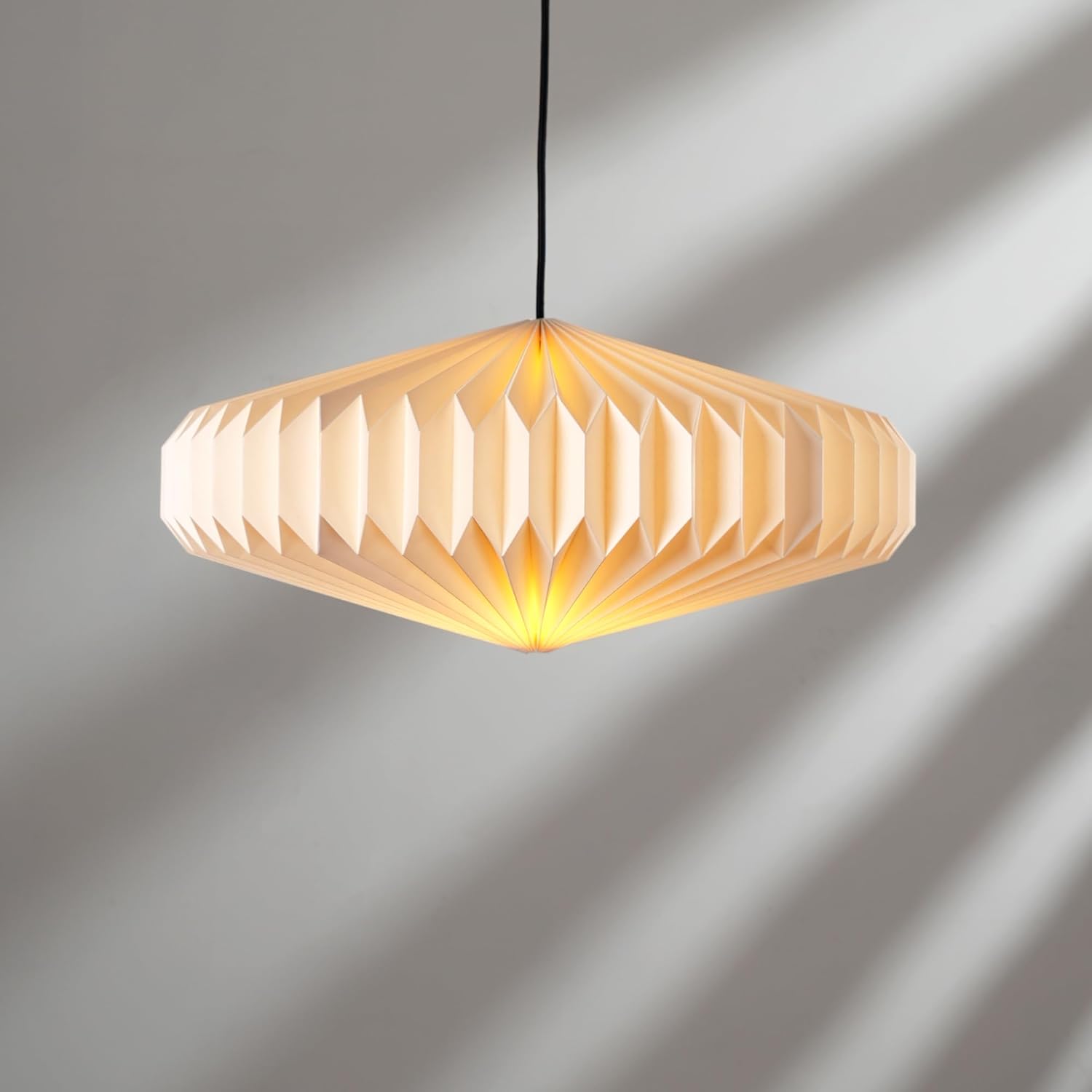 FIG Living Oblong 2 Paper Pendant Lamp (Off-White) | 54x54x21 cm | Luxury & Durable Handmade Origami Design Ceiling Lamp & Chandelier | Ideal for Dining Room, Living Room & Cafe (Bulb Not Included)