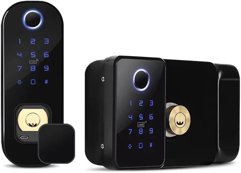 Fingerprint Door Lock Waterproof Outdoor Gate Lock Passcode Keyless Enter Electronic Lock(E)