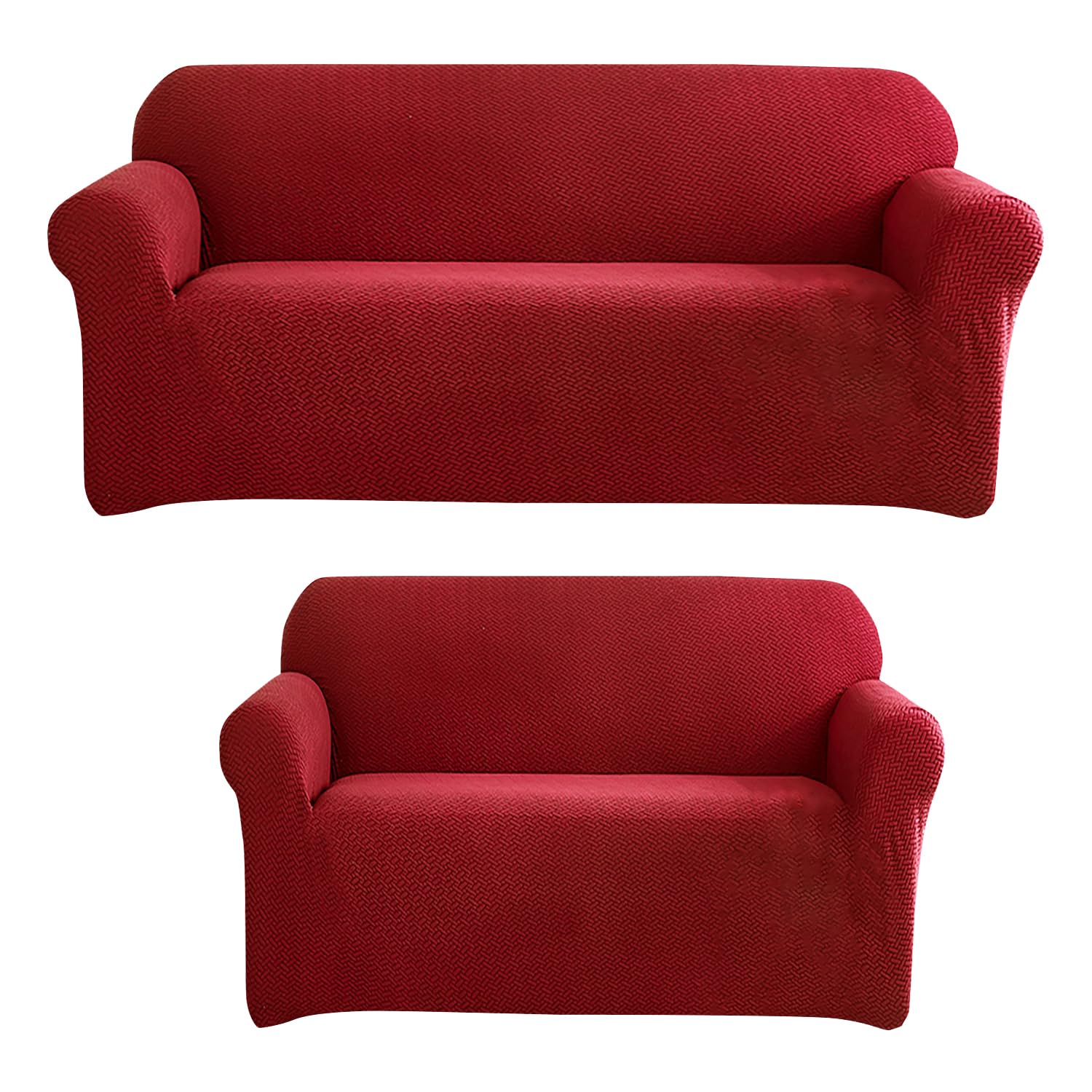 House of Quirk Universal Five Seater 3 + 2 Polar Fleece Fabric Sofa Slipcover Big Elasticity Cover for Couch Flexible Stretch Sofa Slipcover (Maroon)