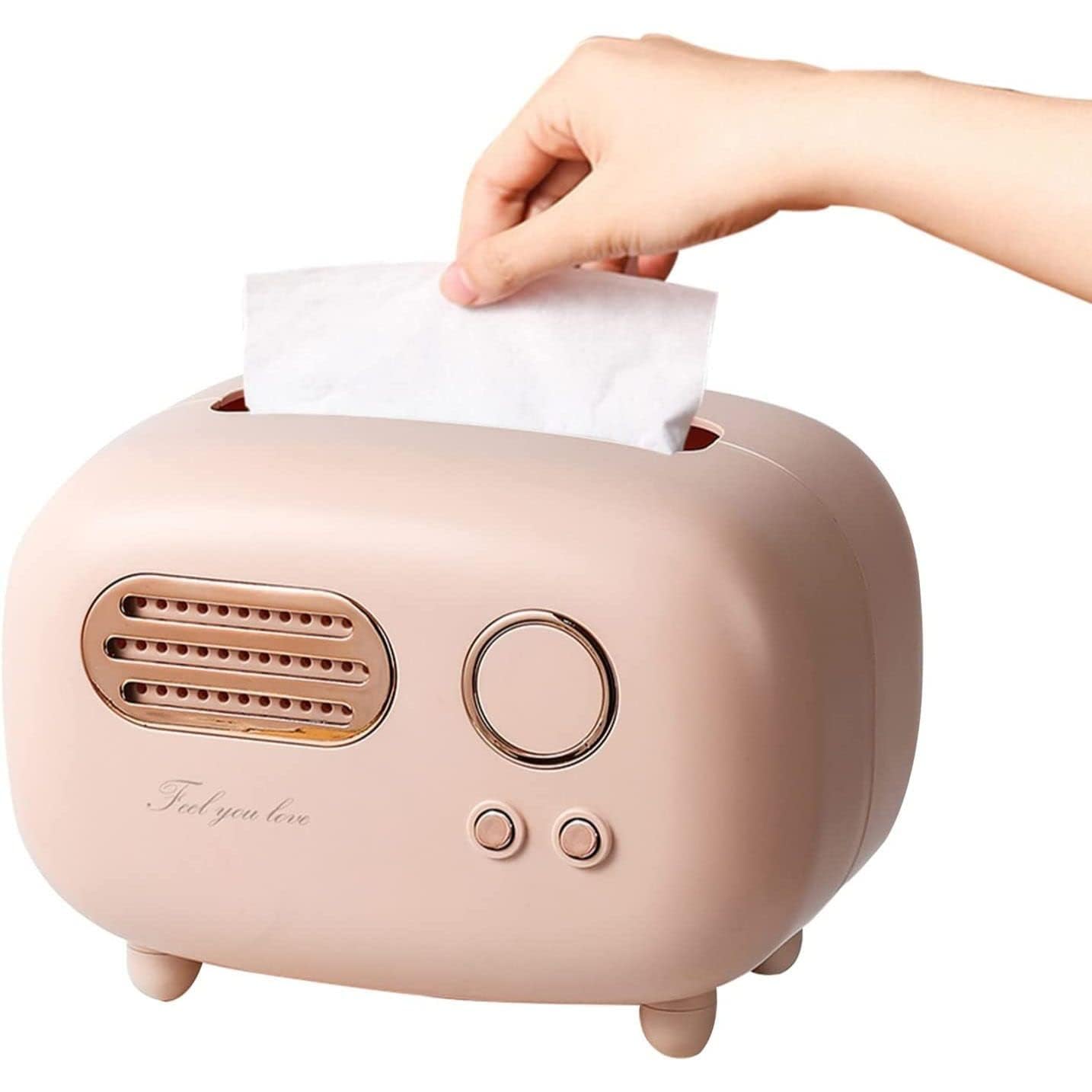 INKULTURE Vintage Retro Tissue Box Holder for Home Kitchen Dining Table & Paper, Living Room, Bedroom & Desktop Tissue Storage Organizer | Pink | Pack of 01