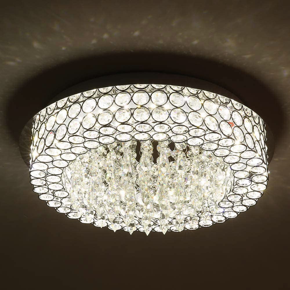 INTERIOR HANDICRAFT LED Ceiling Light Crystal Chandelier Jhoomer Lighting Fixture Modern Pendant Lamp for Living & Dining Room Bedroom (63 watts, Stainless Steel)
