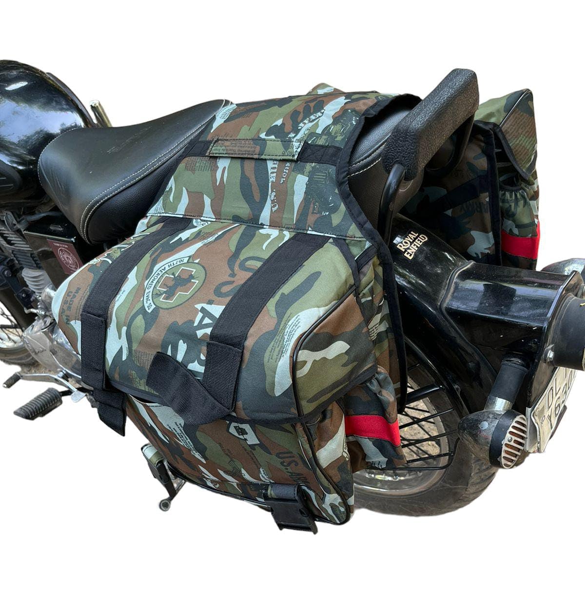 KOHLI Accessories Double-Side Multicolor Leatherette Motorbike Saddlebag (60 L) Army