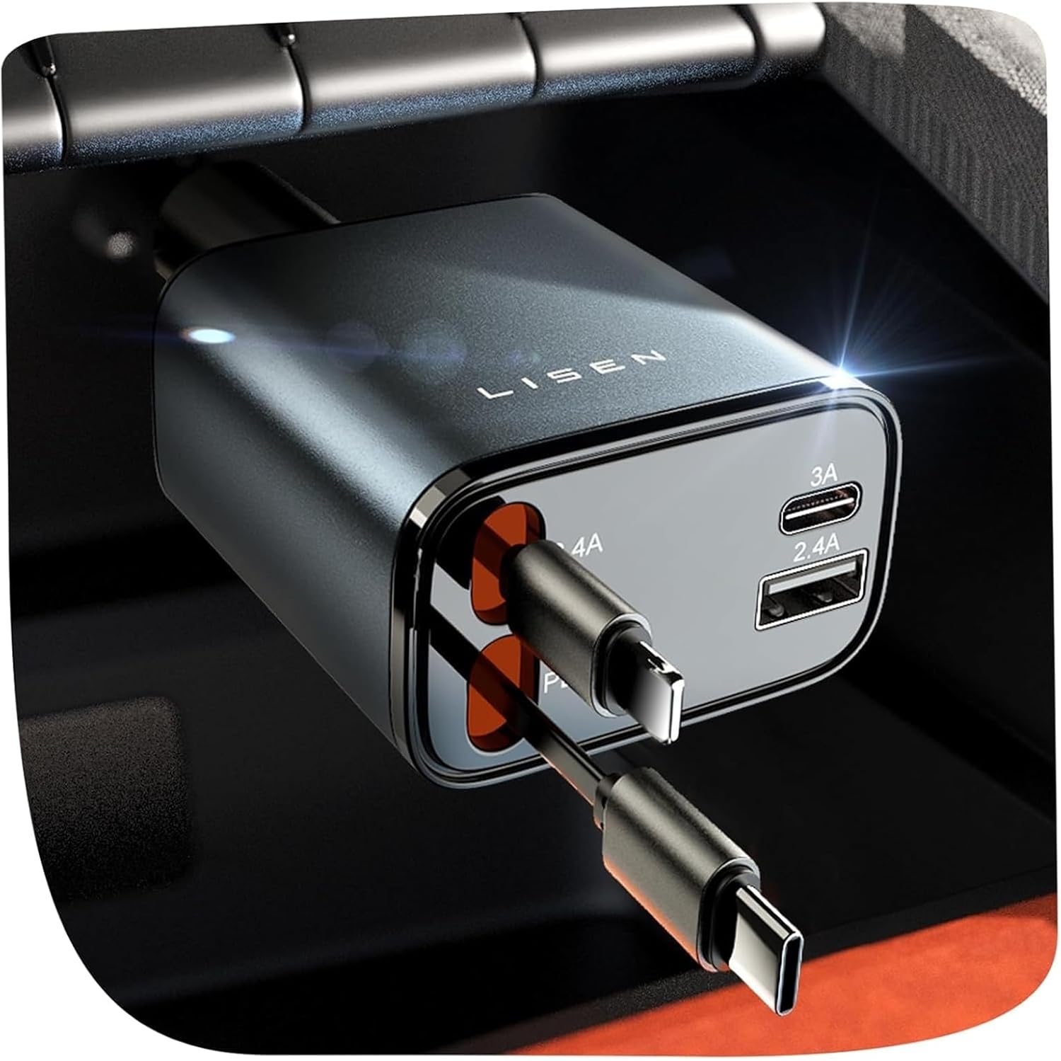 LISEN Retractable Car Charger, 69W USB C Car Accessories Adapter for iPhone 16 USB C Charger Fast Charging, Honda Civic Accessories, Travel Essentials Gifts for Women Men, for iPhone 16 15 14 13 12