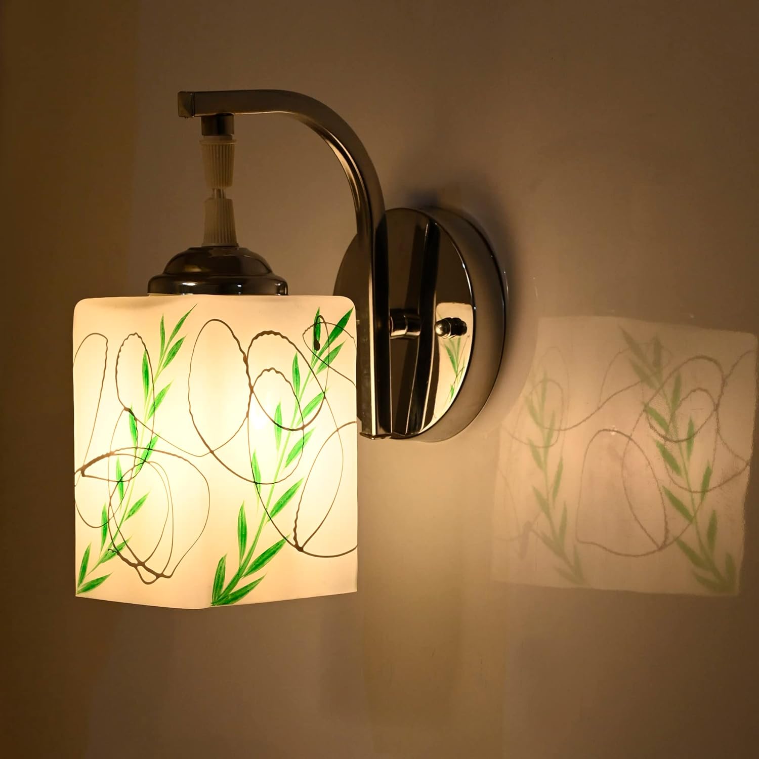 Mahganya Industries Corded Electric Designer Home Decorative Modern Glass Wall Lamp -Without Bulb -0125(White)