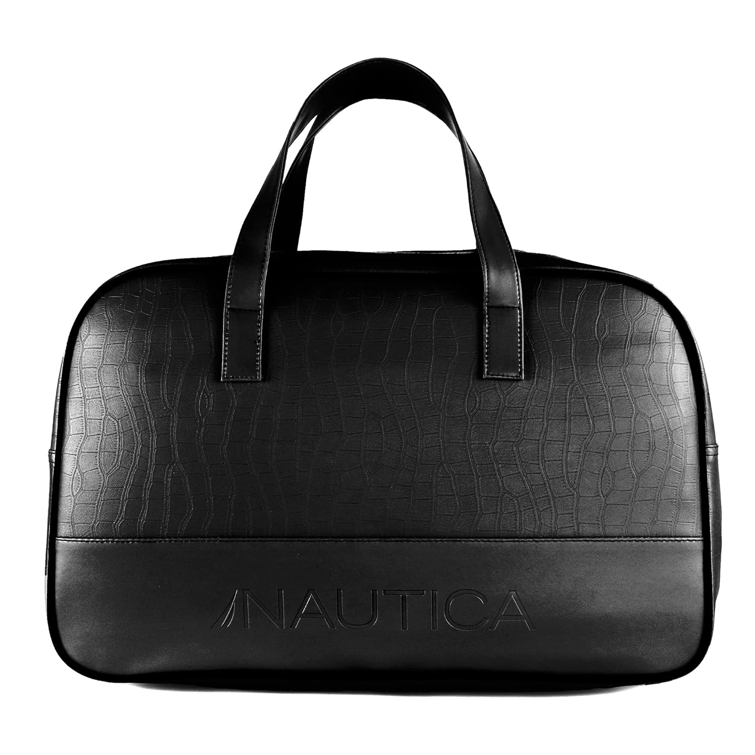 Nautica Duffle Bag for Travel | Stylish Leatherette Luggage | Compact and Comfortable for Travelling | Suitable for Men’s and Women’s One Size (Black, 15 cms)