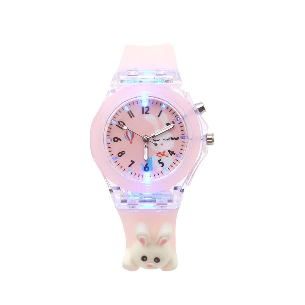 SPIKY Analog Watch for Kids | 3D Cartoon | 7 Multicolor LED Luminous Lights with Silicone Strap | Unisex Best Birthday Gift | Analogue Wrist Watches for Boys & Girls | Age 3-10 yrs
