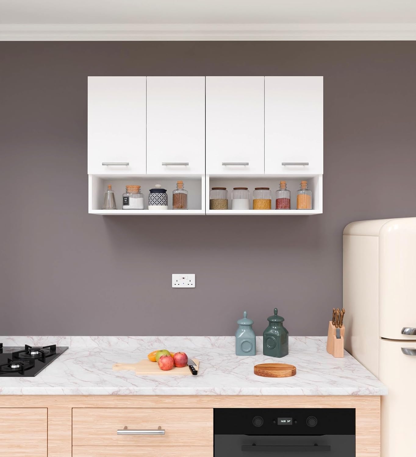SPYDER CRAFT Engineered Wood Matte Finish Ea116 Wall Mounted Kitchen Cabinet Multi-Purpose Cabinet for Kitchen |Living Room & Bedroom|Bathroom Organizercolor: White Assembly -DIY (Do-It-Yourself)