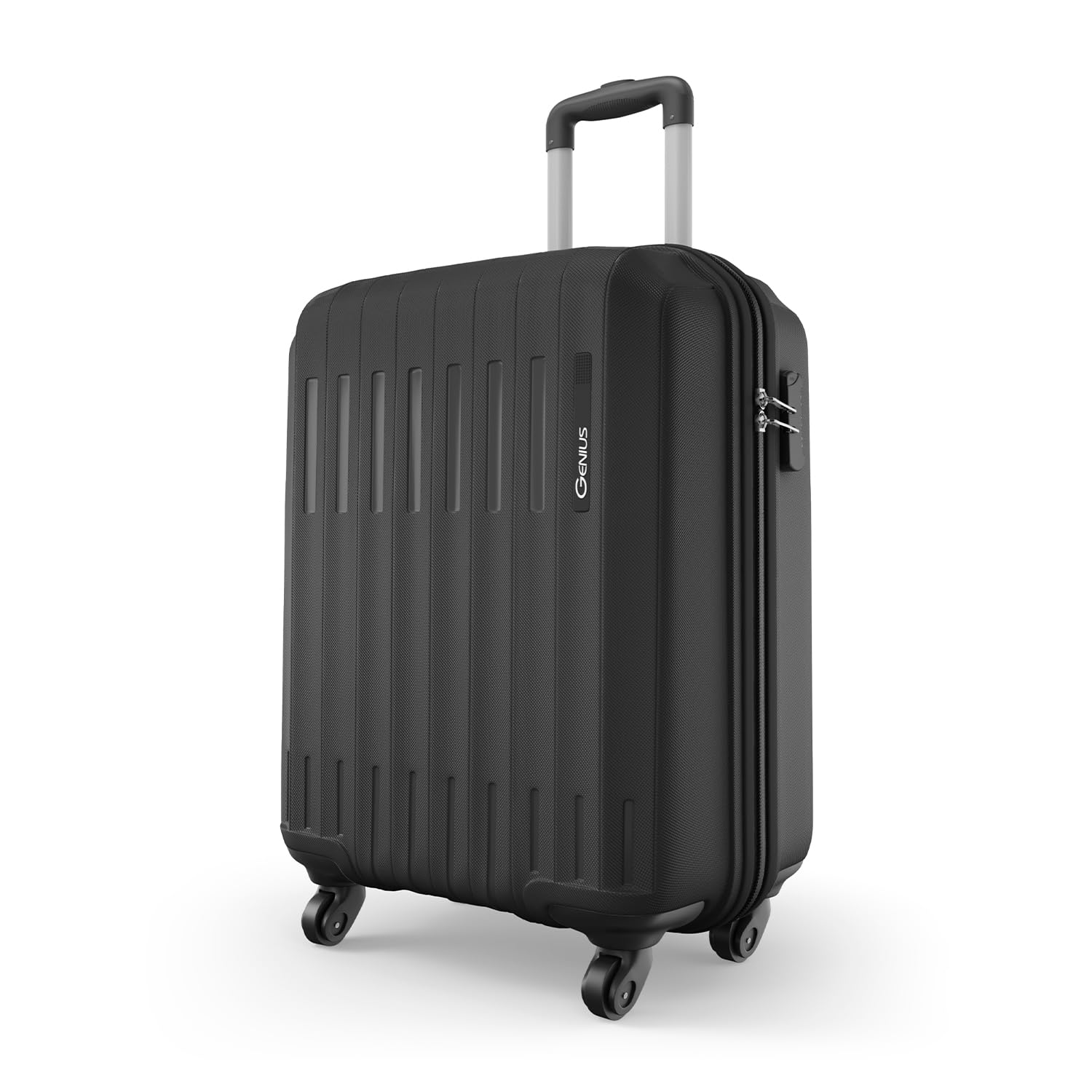 Safari Genius Alley 55cm Cabin Trolley Bag Hard Case Polypropylene, 4 Spinner Wheels, 360 Degree Wheeling Carry on Luggage, Travel Bag, Suitcase for Travel, Trolley Bags for Travel, Black
