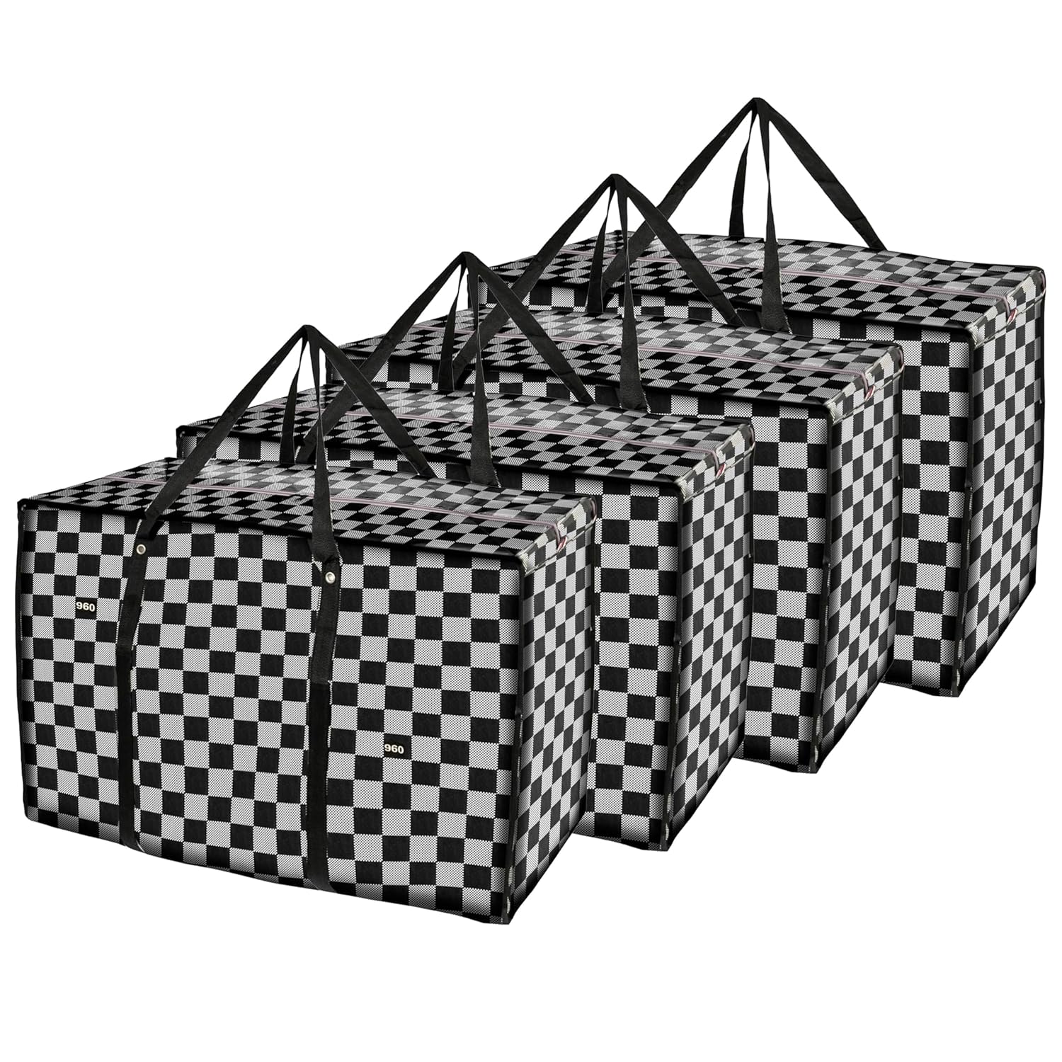 Storite 4 Pack Multi-Purpose Plastic Heavy Duty 145 L Moisture Proof Jumbo Size Underbed Storage Bag/Toys/Stationery Paper/Clothes Storage Bag/Moving Bags with Strong Handle (88x59x28cm, Grey)