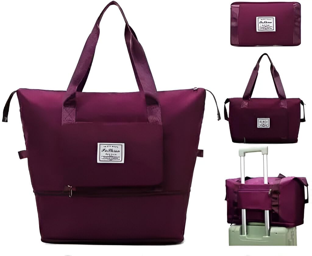 Travel Bags 41 Liter Expandable for Women,Duffle Bags for Women Luggage,Foldable Vanity Traveling Companion Hand Bag for Ladies Personal Items Large Weekend (Wine)