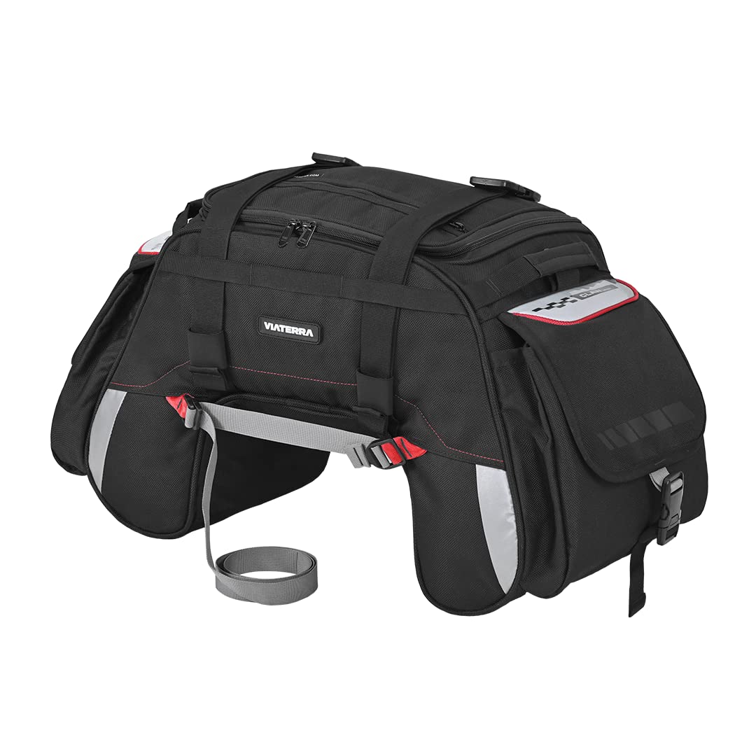 ViaTerra Claw Mini Motorcycle Tail Bag (48L, Black) Free Outer Rain/Dust Cover; Ideal Travel Accessory for Motor Bike Riders; Fits Most Bikes