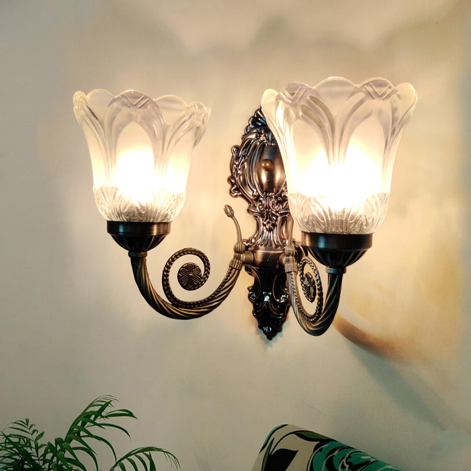WHITERAY Black Antique Designer Imported Wall Light Wall lamp for Bedroom, Living Room,Kitchen, Bars, malls, Besides The Bed, Balcony Home Decoration (1107 (Double), Without Bulb)