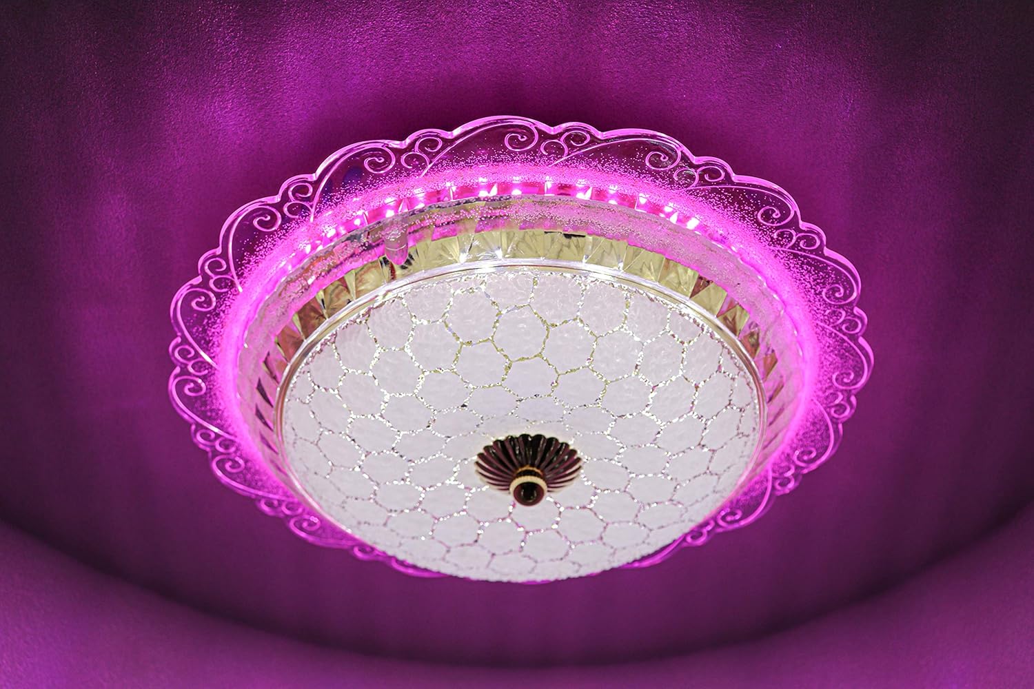 swanart Chandelier Light for Living Dining Room Round Glass LED Lights – Enhance Your Space with Elegant Illumination (12 inch)