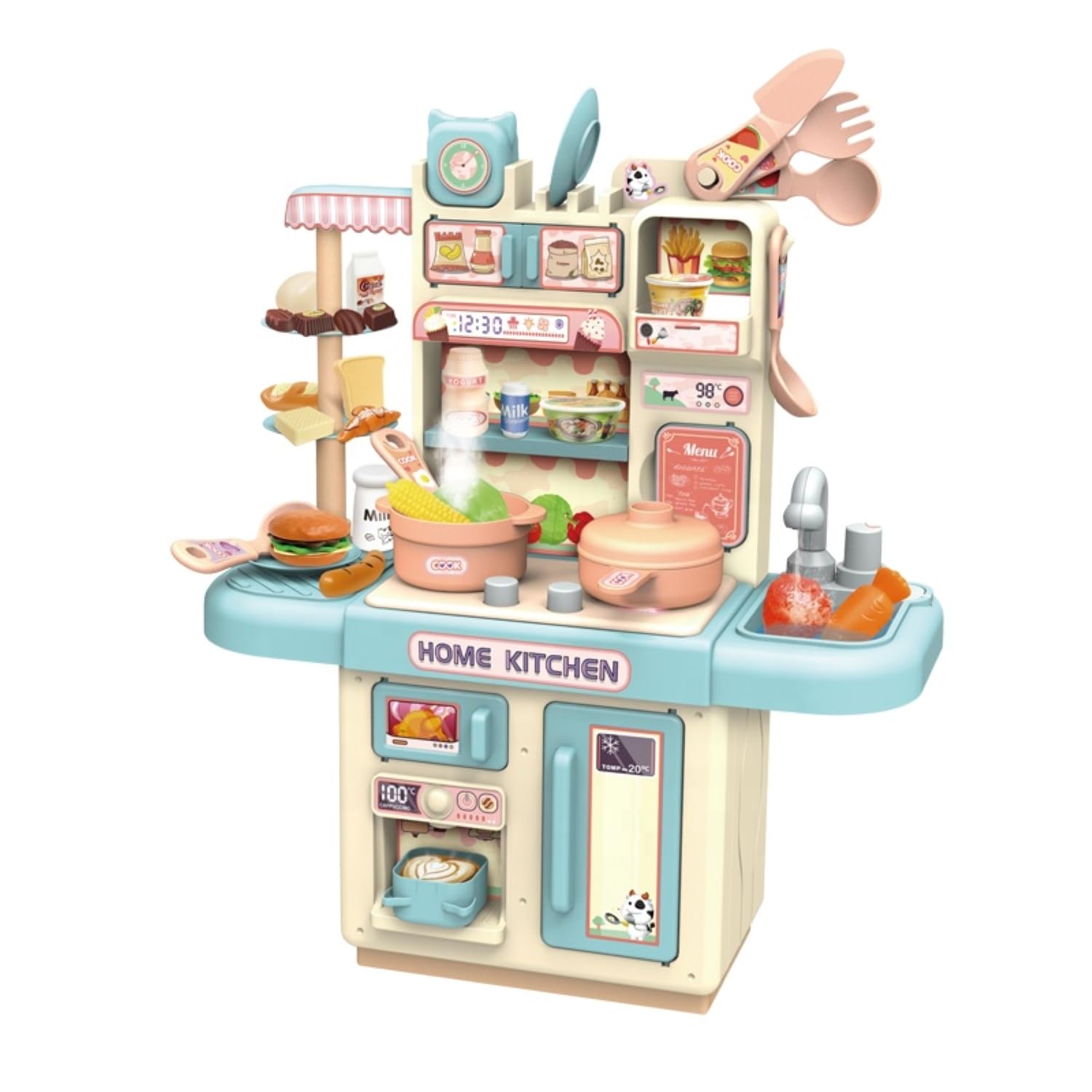 VGRASSP Dream Kitchen Playset Toy Pretend Play Realistic Cooking Action Modern Kitchen Set – Light Up Stove Real Like Working Sink – Multicolor (Random Color As Per Stock) (Without Mist Spray)