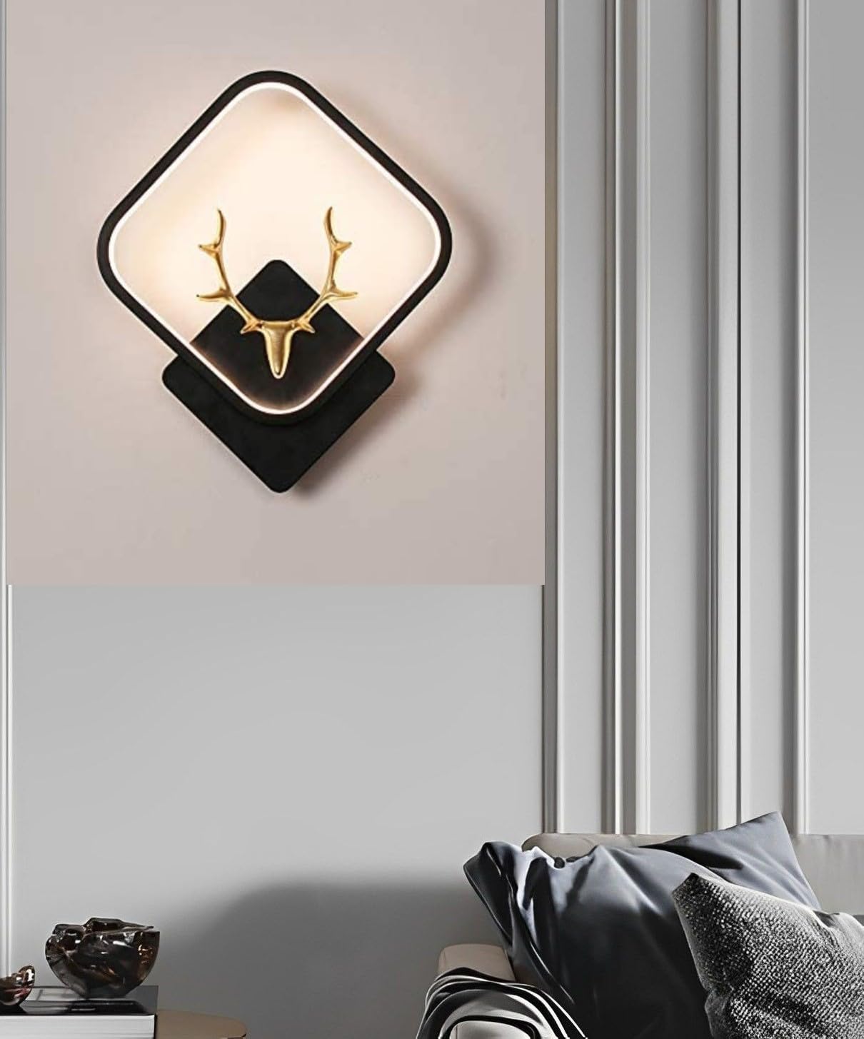 FILLISKA® Luxurious Deer Wall Lamp with Adjustable Colour Changing Function (Black Square-A5)(2 Year Warranty)