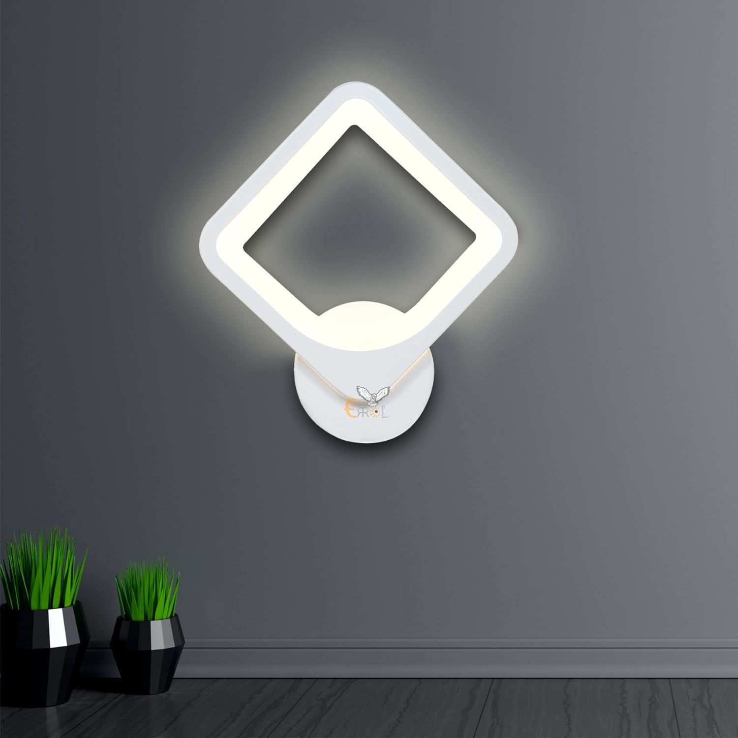 Errol White Body Wall Lights, Stylish Wall lamp | Wall Light | Wall lamp for Living Room | Fancy Lights for Wall, Bedroom, Home Decoration, Color-Warm White(Square)
