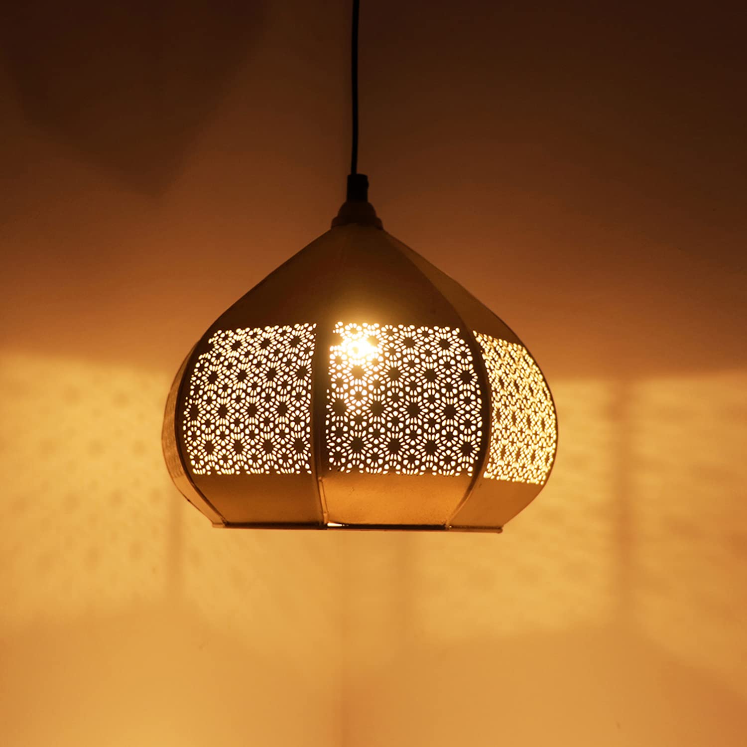 ExclusiveLane ‘Moroccan Paradise’ Hand-Etched Iron Wall Pendant Light for Living Room & Ceiling Hanging Lights for Home Decoration (Without Bulb) (8 Inch, Matte Finish)(Corded Electric)