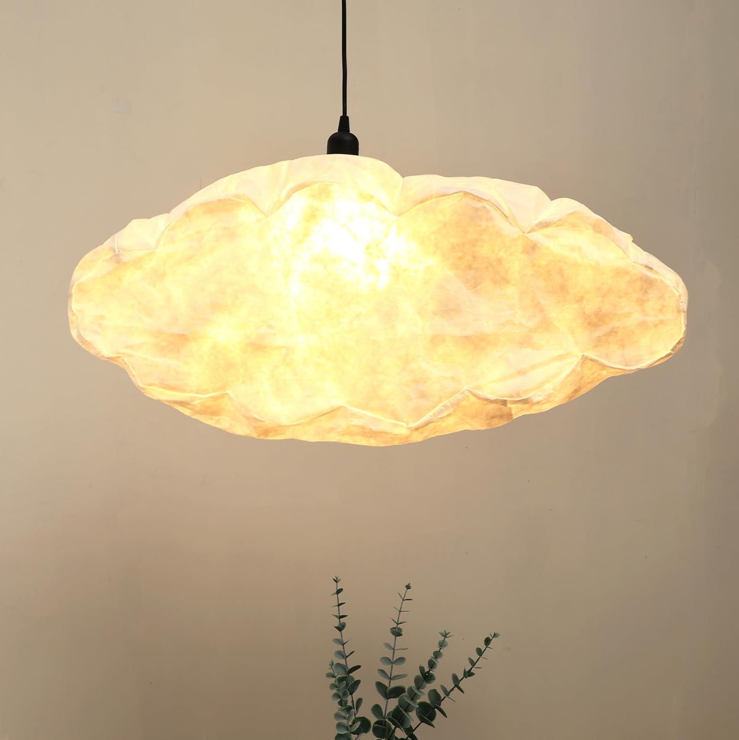 FIG Living Cloud Pendant Lamp for Living Room, Bedroom, Dining & Study | 57 x 17 x 22 cm | Specially Handcrafted Synthetic Material | Dreamy Ambient Lighting | Modern Ceiling Chandelier (No Bulb)