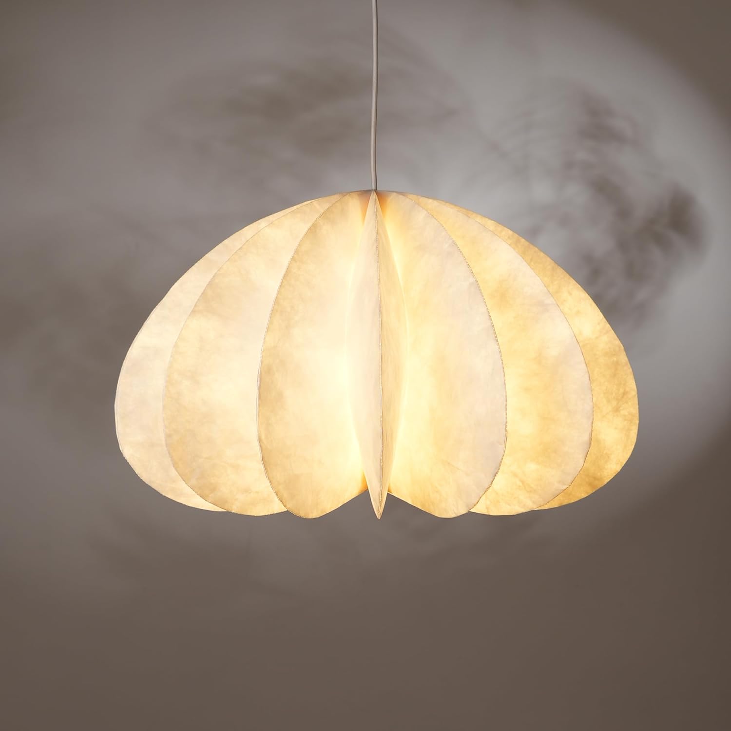 FIG Living Daisy Pendant Lamp (Off-White) | Recycled Synthetic Handcrafted Ceiling Lamp | Best for Living Room, Dining Room, Hallway | Modern Design Hanging Light | (Bulb not Included)