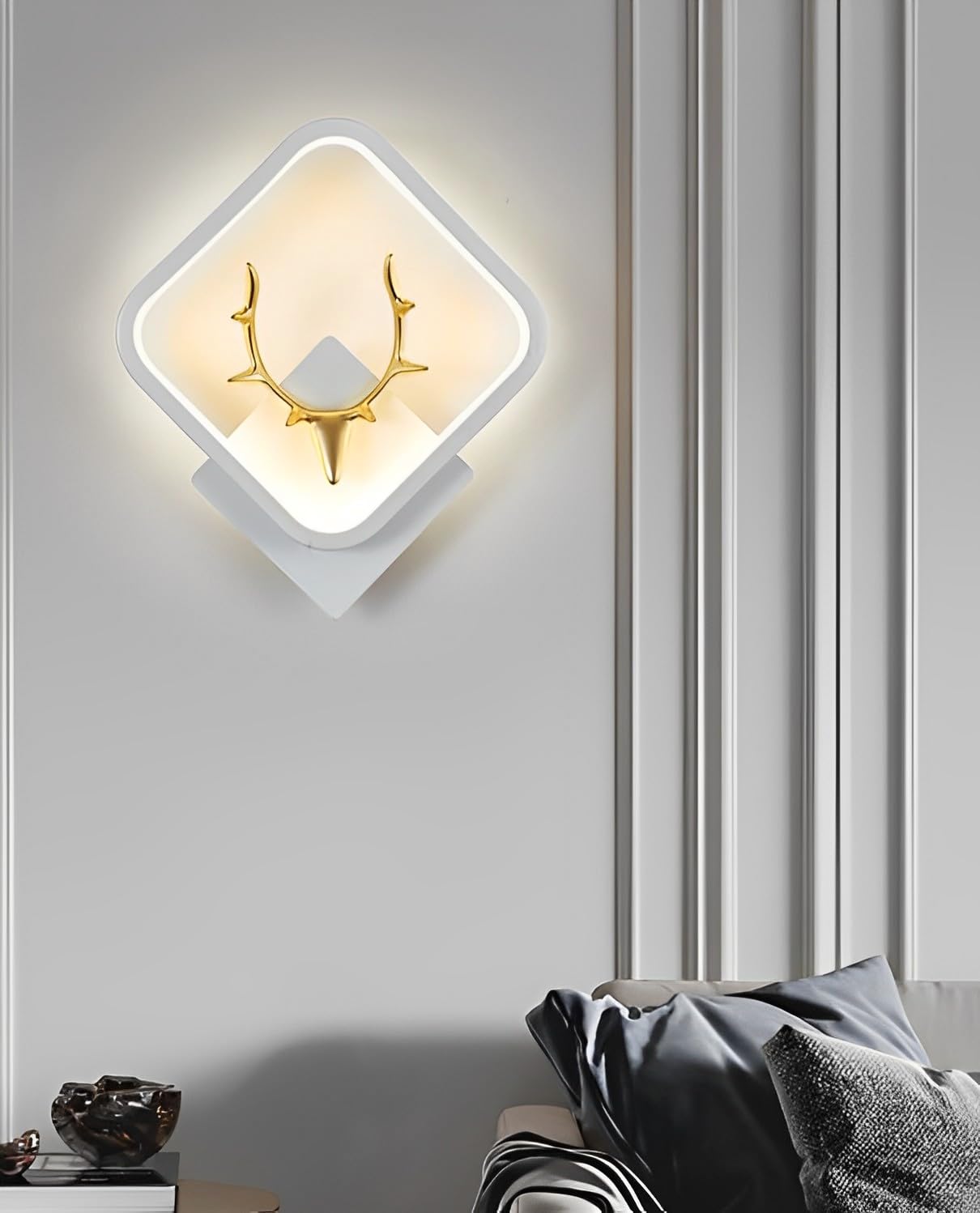 FILLISKA® Luxurious Deer Wall Lamp with Adjustable Colour Changing Function (White Square-A7)(2 Year Warranty)
