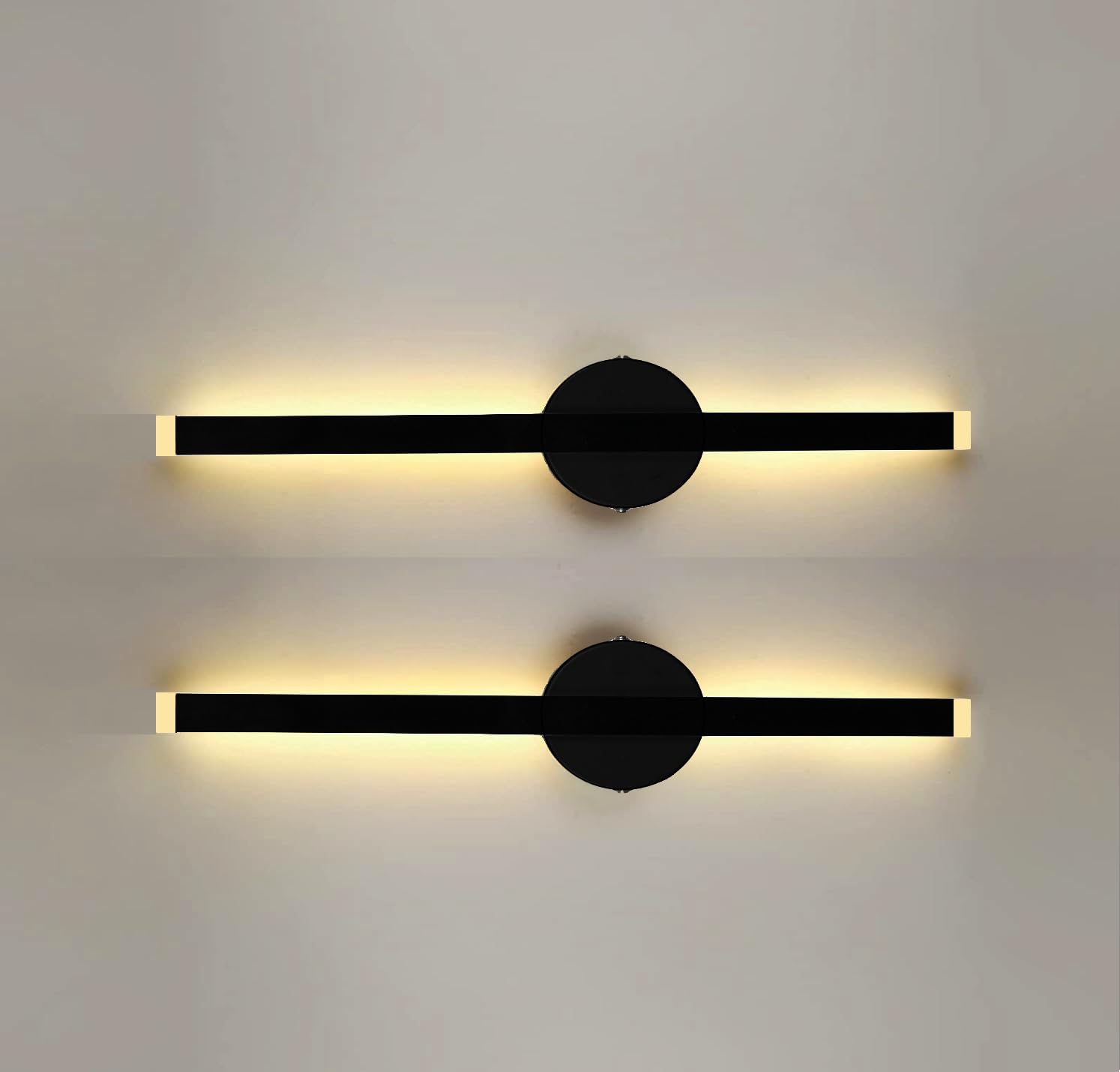 Groeien Pack of 2 | 15w Modern LED Long Wall Sconce Black Wall Light for Bedroom Living Room Corridor Lighting Fixtures Wall Mount (Black(47cm)