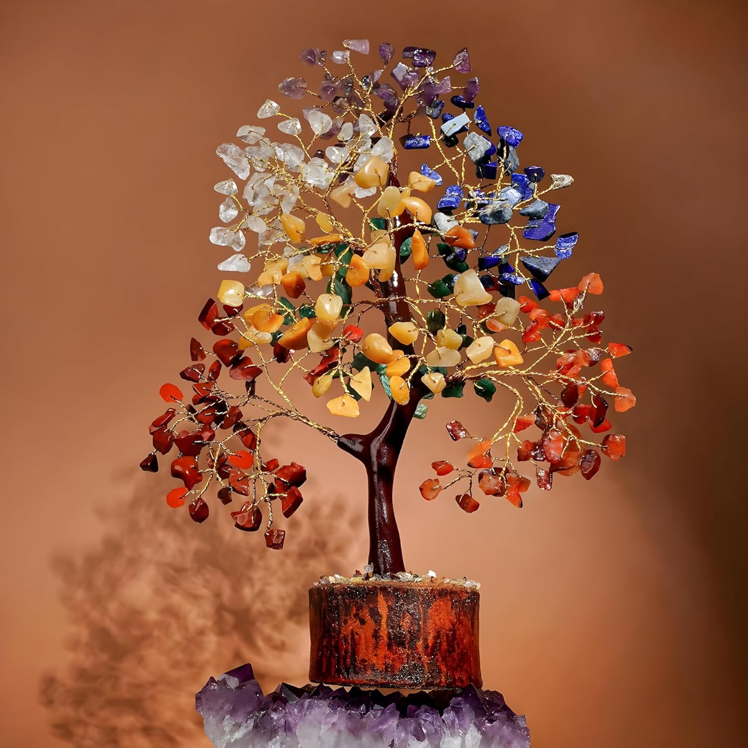 Happy Murti 7 Chakra Crystal Tree of Life Showpiece for Home Decor | House Warming Gift | Positive Energy, Vastu, Spiritual Gift for Office, Bedroom, Living Room (300 Beads)