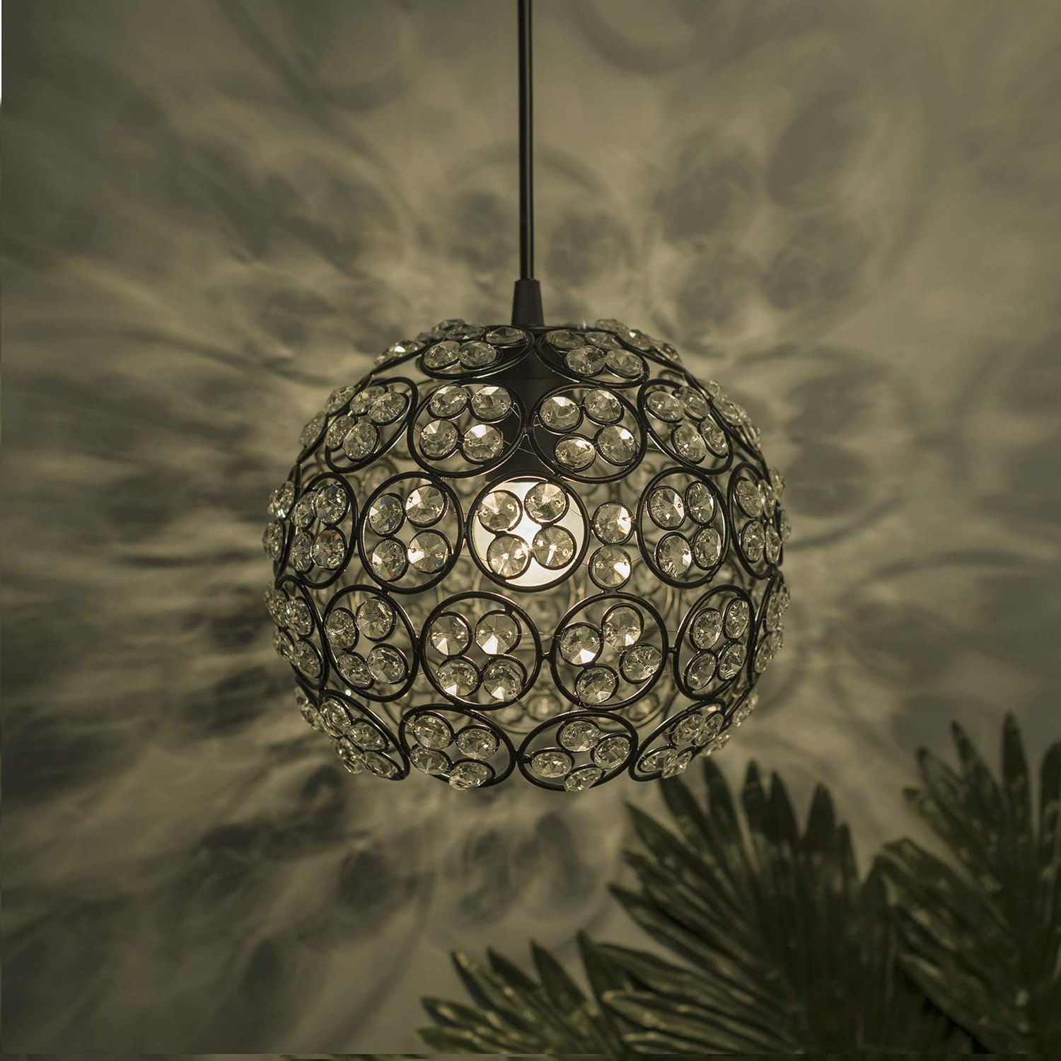 Homesake Crystal Ball Pendant Light – Modern Ceiling Lamp with Unique Shadow Patterns, Black Finish, Elegant Home Decor, Stylish Lighting, Hallway Light, Living Room Lamp, Designer Ceiling Fixture