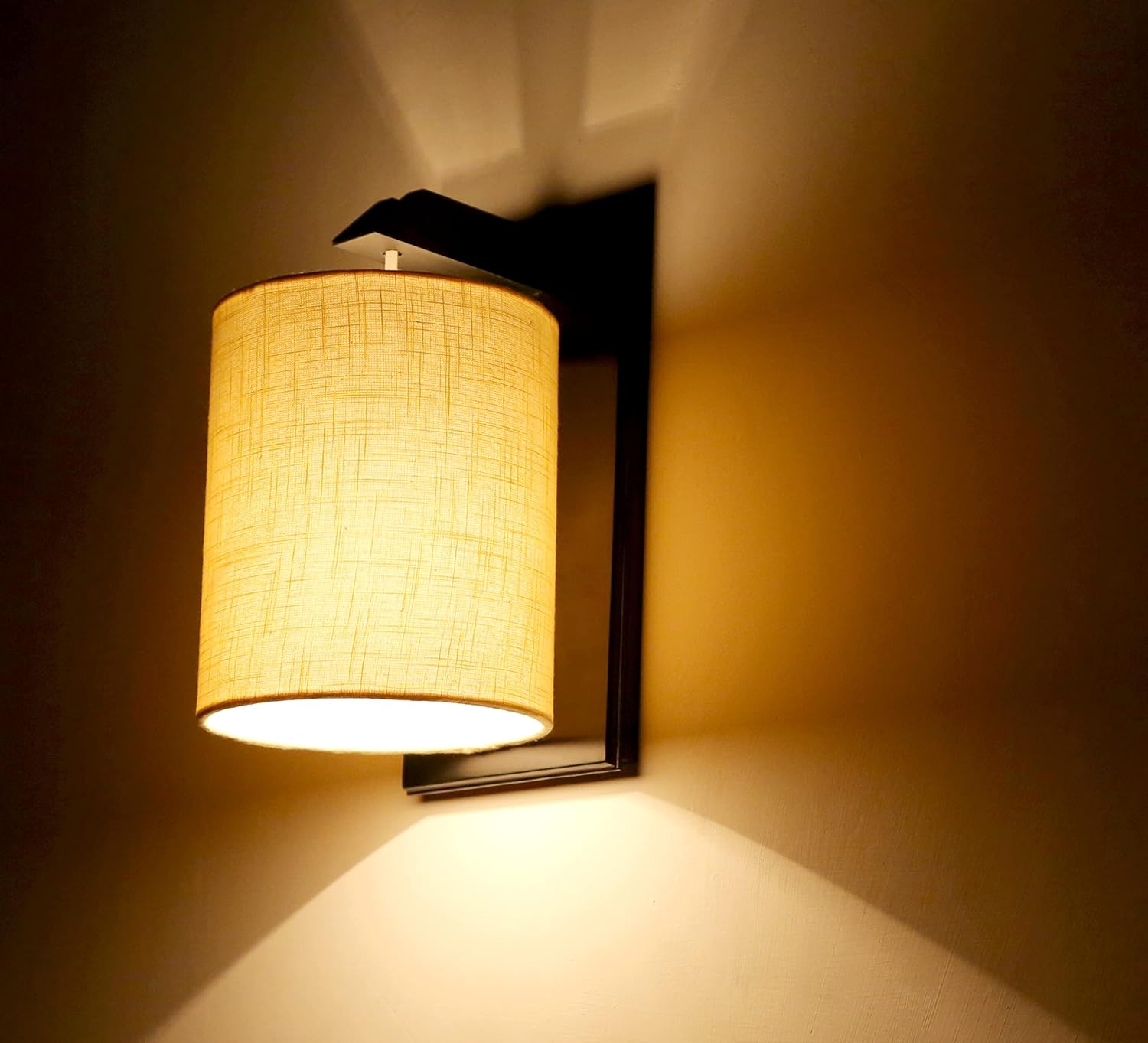 LIGHTANGLE Wooden Surface with Fabric Mounted Wall Lamps (Beige)