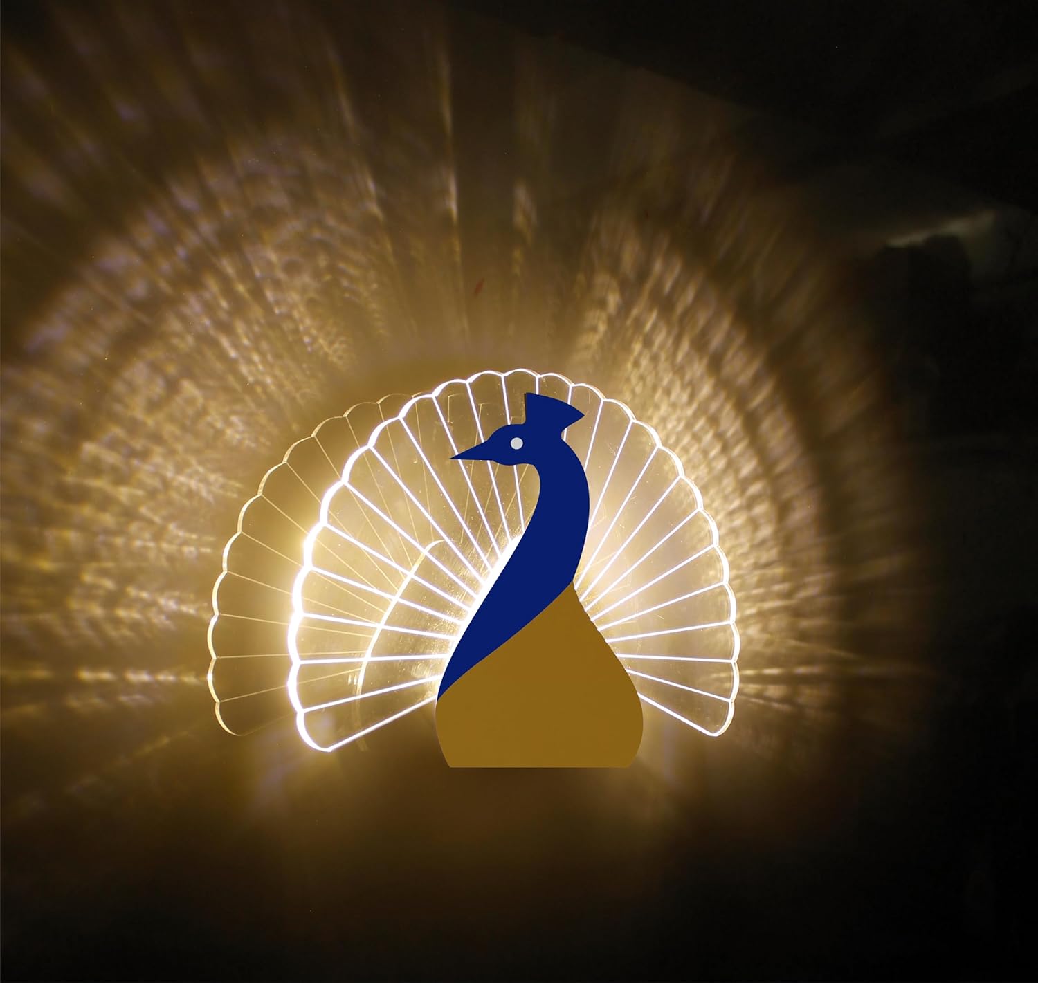 Lamp master acrylic Peacock Wall Light Home Decorative Lights for Children, Gifts, Party, Kids Room, Living Room, Vanity Light, Modern Bathroom, Bedroom (3 in 1 LED Colour, Pack of 1)