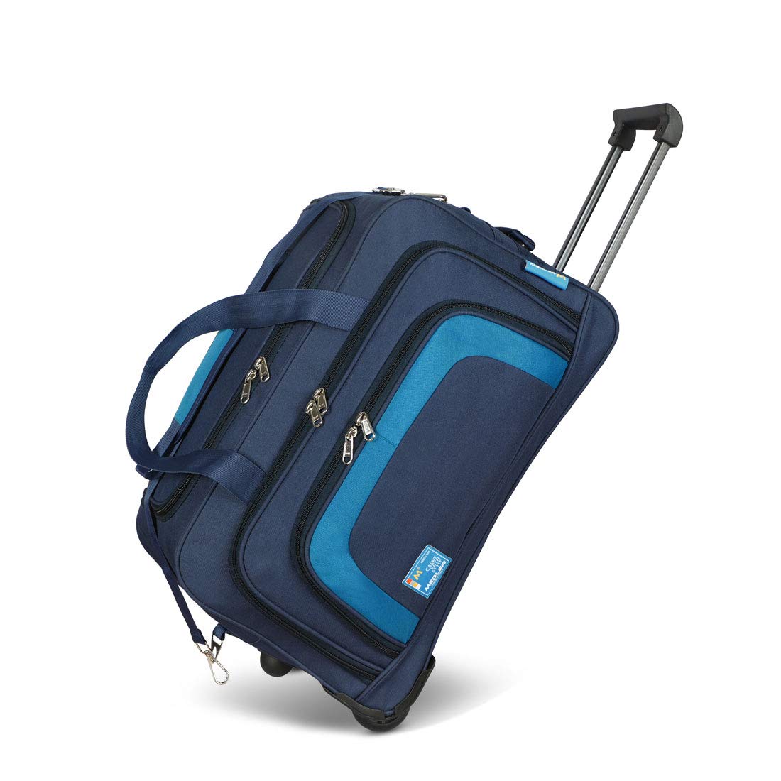 M MEDLER Polyester 2 Spinner Wheels Tribe 55Cms Trolley Duffle Bag (Navy Blue), Medium