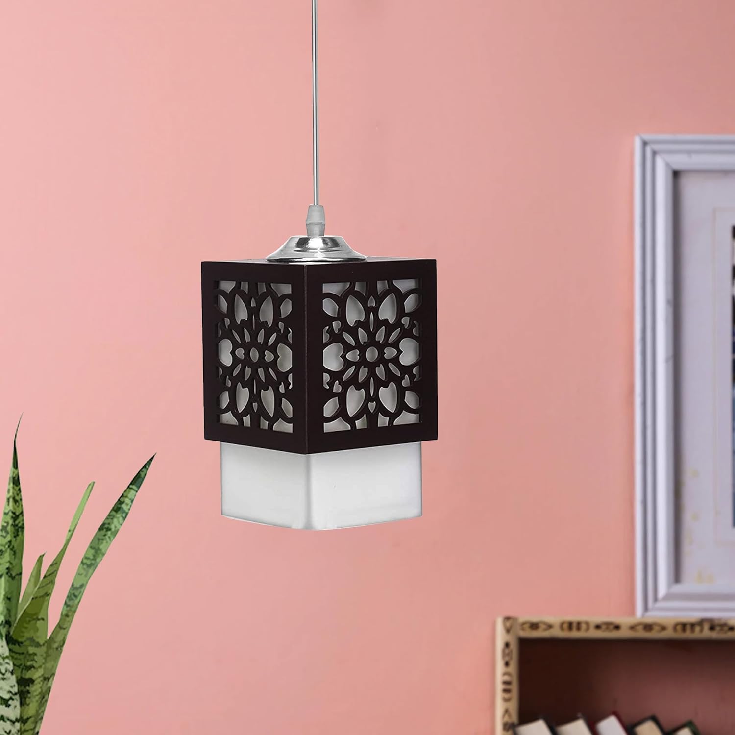 SINOMAN Board-Wood Laser Cut Flower Design Hanging Ceiling Pendant Light for Living Room/Bedroom/Kitchen/Over The Dining Table (Star SL, with Bulb)