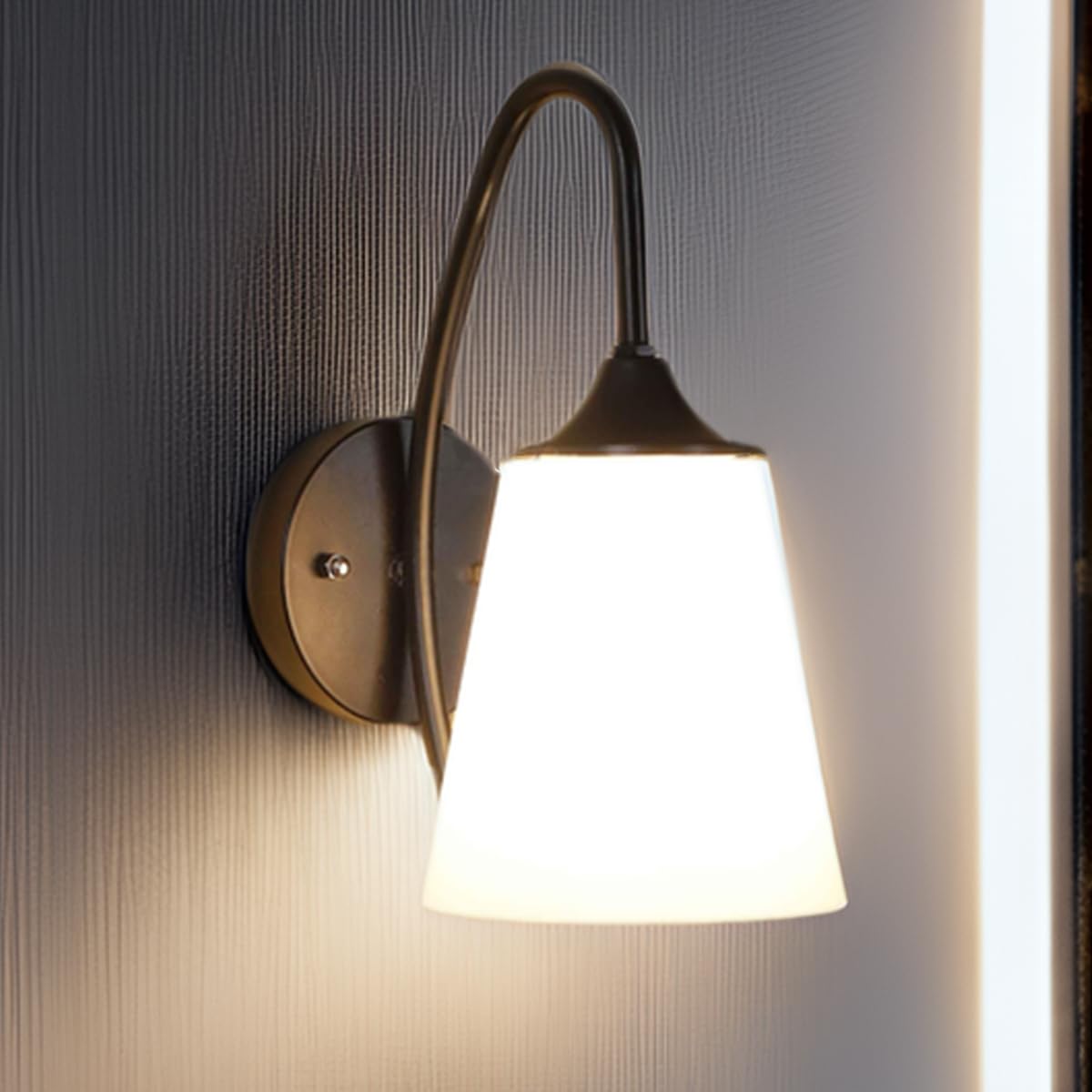SINOMAN Wall Light for Living Room Modern/Wall Lamps for Bedroom/for Living Room/Wall Lights for Home Decoration/Bedside Wall lamp/Swing Arm, Black (PCV White (Pack of 1))