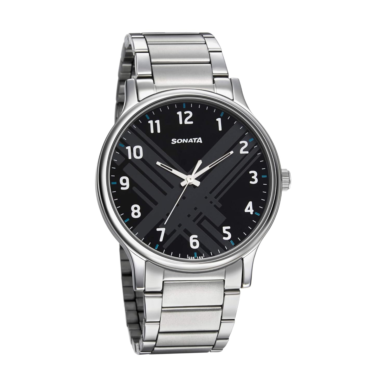 Sonata Smart Plaid Quartz Analog Black Dial Stainless Steel Strap Watch for Men-NR77105SM02W/NT77105SM02W