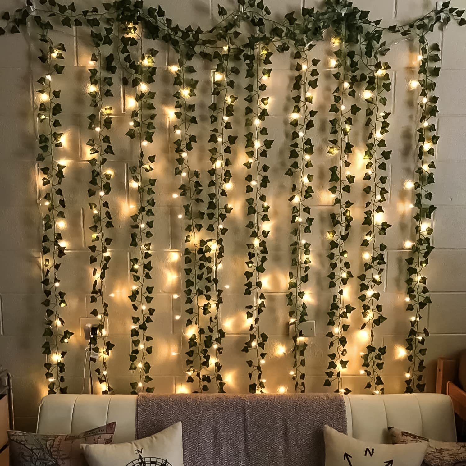Special You Aesthetic Room Decor Items, Home Decor for Living Room, Fairy Lights(35ft Long) Wall Decor Items for Bedroom, Home Decor for Living Room, Aesthetic Stuff (4 Green Vines & 1 LED Light)