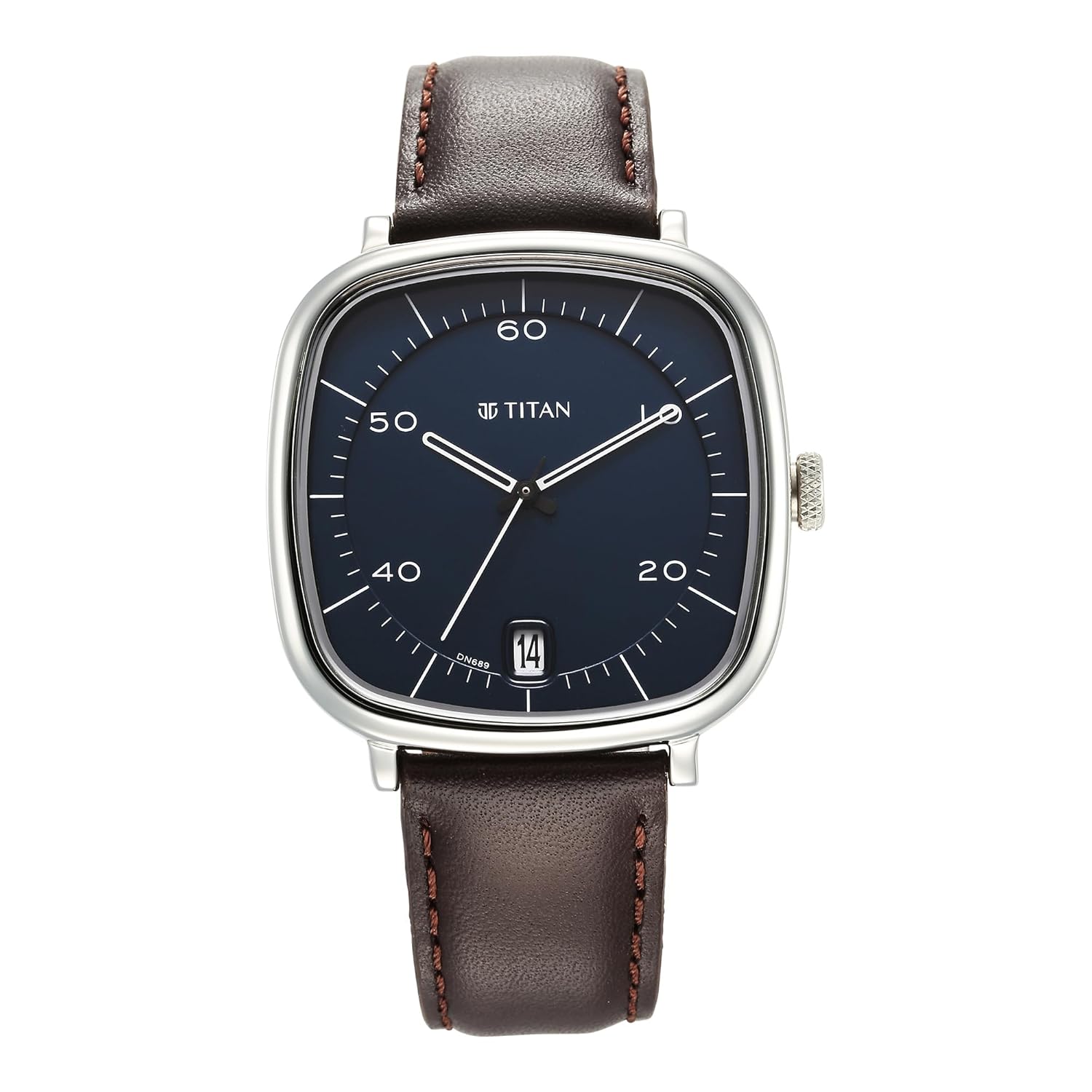 Titan Neo Curve Quartz Analog with Date with Date Blue Dial Brown Leather Strap Watch for Men-NS1885SL03/NT1885SL03
