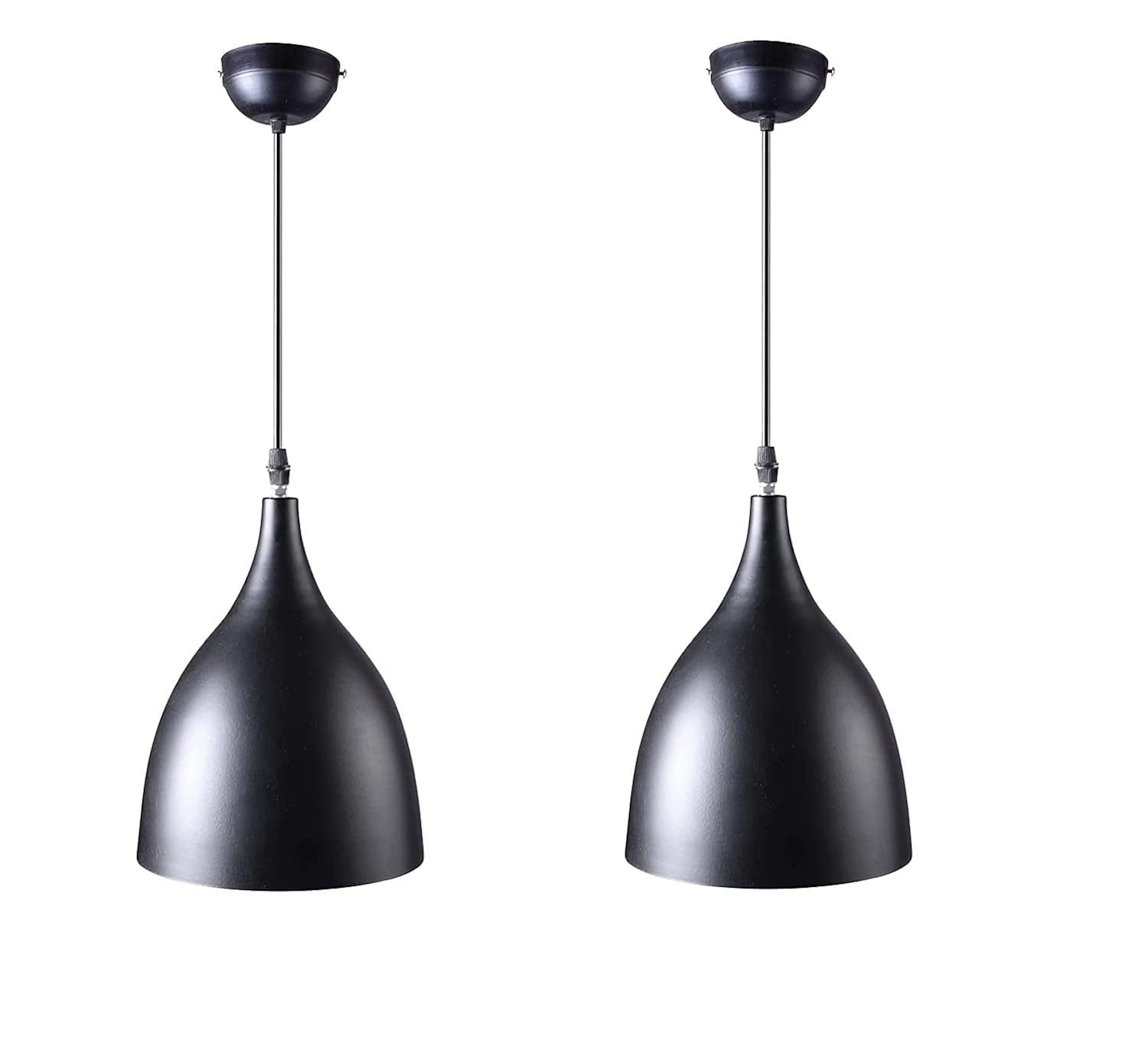 Whiteray Traditional Round Black Aluminum Metallic Decorative Hanging Lights Set Pendant Ceiling Light Classic lamp for Kitchen Dining Living room Bedroom Bathroom ((6″ Shade (Pack of 2) Without Bulb)