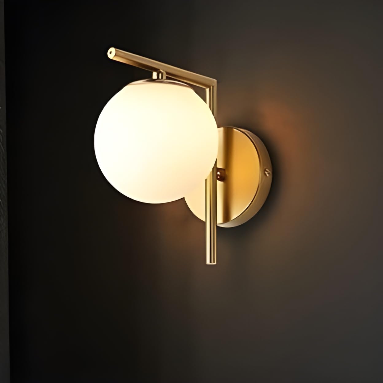 twixle Golden Metal & Glass (Corner Down Shape) Wall Light for Living Room Modern/Wall Lamps for Bedroom/for Living Room/Wall Lights for Home Decoration/Bedside Wall lamp (Bulb not Included)